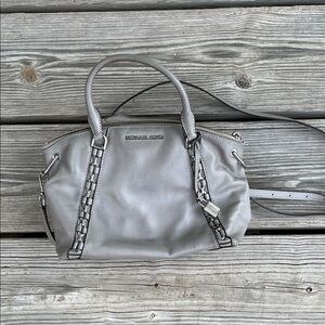 Michael Kors Silver Satchel Bag
